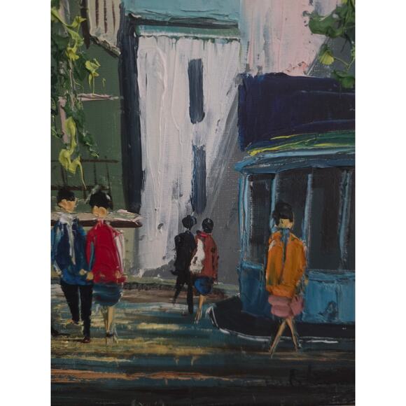 Peitit Signed Palette Knife Oil Painting Paris Street Scene 18.5x10.75 Vintage - Picture 7 of 10